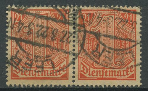 Deutsches Reich Dienstmarken 1920 für Preußen D 22 waagerechtes Paar gestempelt
