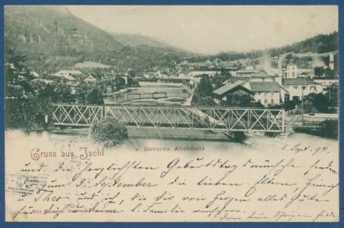 Gruß aus Ischl Sterzens Abendsitz Ortsansicht, gelaufen 1898 (AK363)