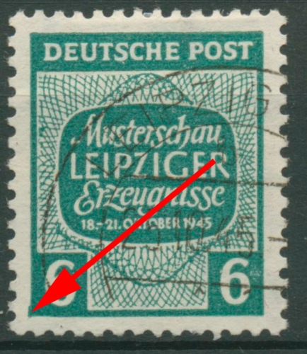 SBZ West-Sachsen Musterschau Leipzig mit Plattenfehler 124 Y VI gestempelt