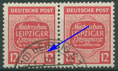 SBZ West-Sachsen Musterschau Leipzig mit Plattenfehler 125 Y I gestempelt