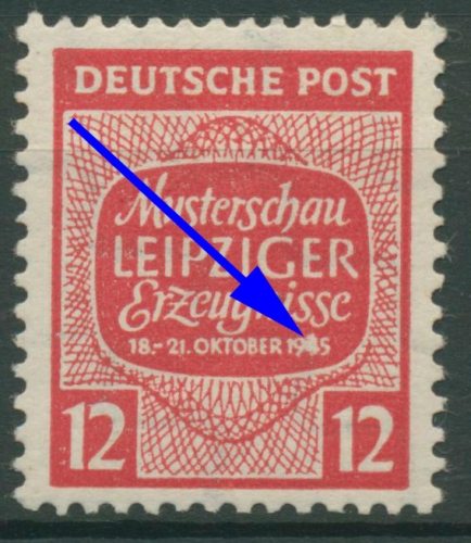 SBZ West-Sachsen Musterschau Leipzig mit Plattenfehler 125 Y II postfrisch