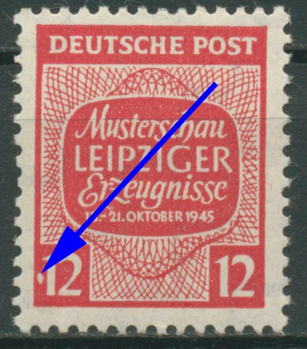 SBZ West-Sachsen Musterschau Leipzig m. Plattenfehler 125 X VIII postfr., Mängel