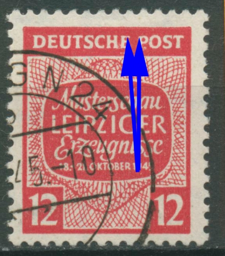 SBZ West-Sachsen Musterschau Leipzig mit Plattenfehler 125 X IX gestempelt