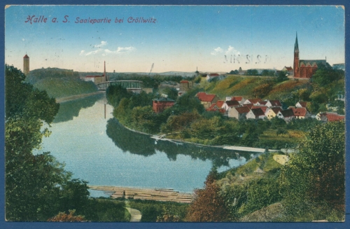 Halle an der Saale Saalepartie bei Cröllwitz, gelaufen 1912 (AK401)