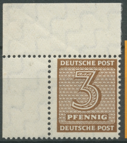 SBZ West-Sachsen 1945 Ziffern 126 X w a Ecke oben links aus ZD-Bogen postfrisch
