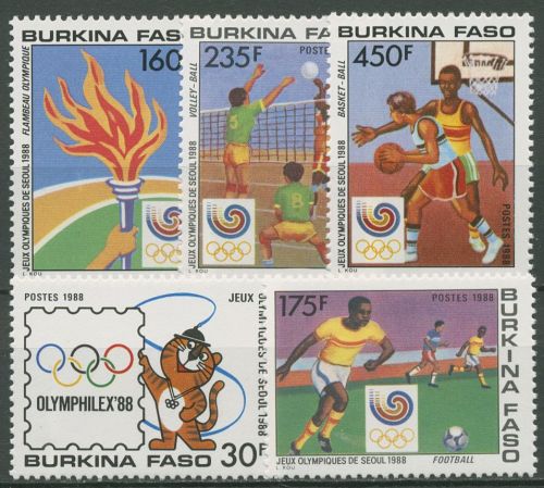 Burkina Faso 1988 Olympische Spiele in Seoul Basketball 1166/70 postfrisch