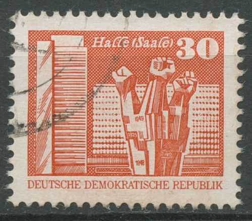 DDR 1981 Aufabu DDR Ernst-Thälmann-Platz Halle/Saale 2588 gestempelt