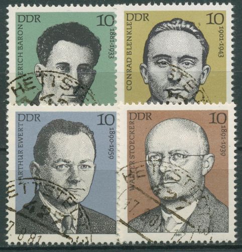 DDR 1981 Arbeiterbewegung Persönlichkeiten 2589/92 gestempelt