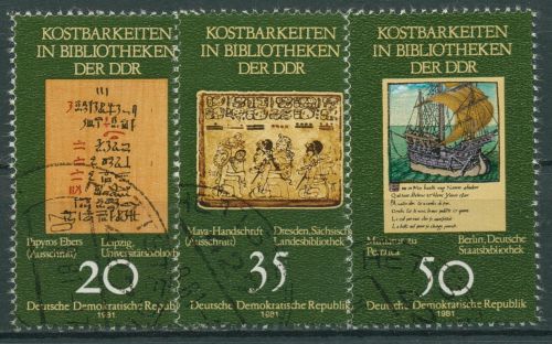 DDR 1981 Bibliotheken Kostbarkeiten Bücherschätze 2636/38 gestempelt