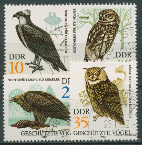 DDR 1982 Tiere Vögel Greifvögel Adler Kauz Uhu 2702/05 gestempelt