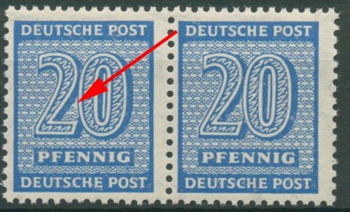 SBZ West-Sachsen Freimarken Ziffern mit Plattenfehler 134 Y w I postfrisch