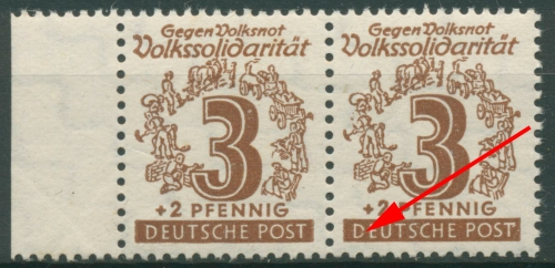 SBZ West-Sachsen 1946 Volkssolidarität mit Plattenfehler 138 Y II postfrisch