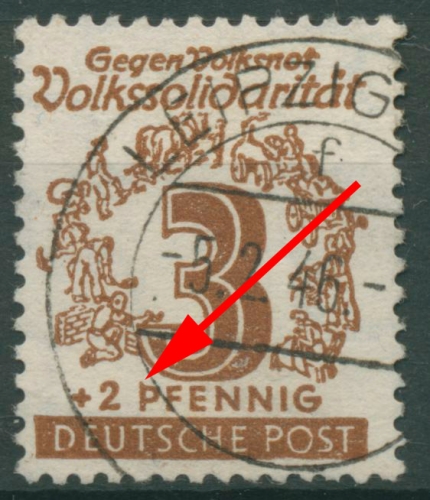 SBZ West-Sachsen 1946 Volkssolidarität mit Plattenfehler 138 Y VIII gestempelt