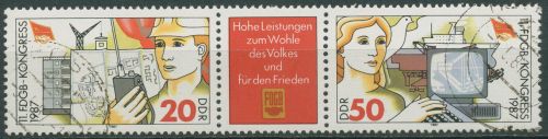 DDR 1987 Gewerkschaft FDGB 3086/87 ZD gestempelt