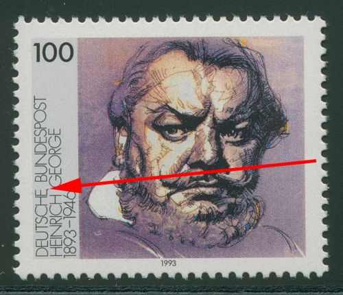 Bund 1993 100. Geb. von Heinrich George mit Plattenfehler 1689 f 24 postfrisch