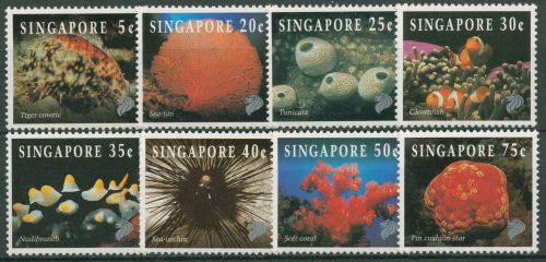 Singapur 1994 Tiere Leben im Korallenriff Schnecke Fisch 710/17 I A postfrisch