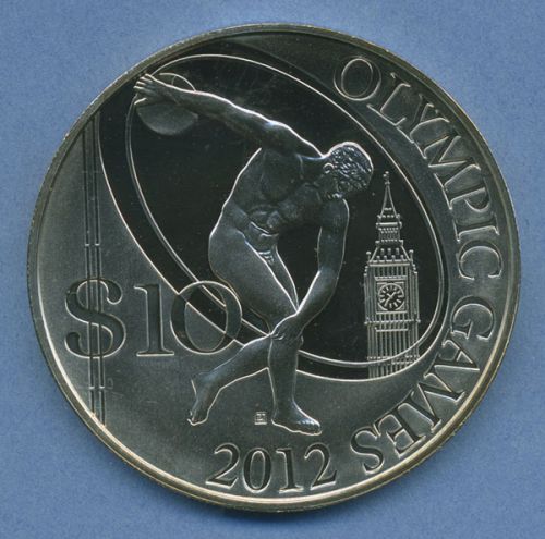 Salomonen 10 Dollar 2008 Olympia 2012 London Diskus, Silber, KM 178 PP (m4789)
