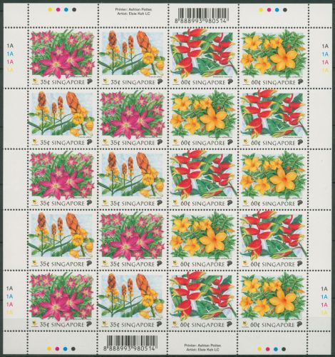 Singapur 1998 Pflanzen Blumen Orchideen 911/14 ZD-Bogen postfrisch (SG99773)
