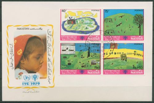 Pakistan 1979 Jahr des Kindes: Kinderzeichnungen 496/99 ZD FDC (X99858)