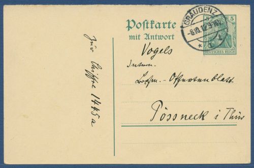 Deutsches Reich 1910 Postkarte Frageteil P 92 F gebraucht (X40339)