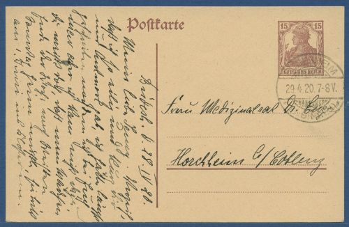 Deutsches Reich 1919 Postkarte P 116 I gebraucht (X40348)