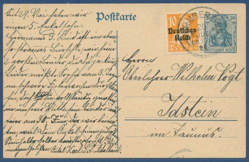 Deutsches Reich 1920 Postkarte P 120 B gebraucht (X40350)