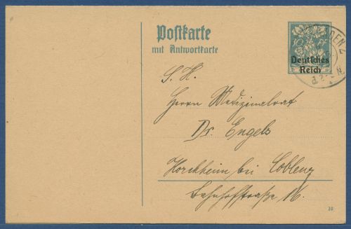 Dt. Reich 1920 (Bayern) Postkarte mit Antwort P 130/01 gebraucht (X40356)