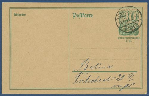 Deutsches Reich 1921 Postreiter Postkarte P 140 I gebraucht (X40360)