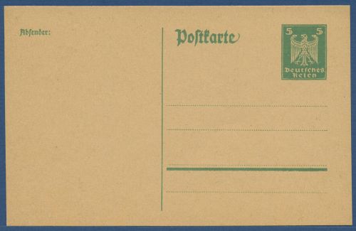 Deutsches Reich 1924 Stilisierter Adler Postkarte P 156 I ungebraucht (X40412)