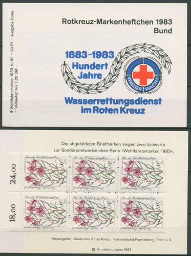 Bund Rotes Kreuz 1983 Blumen Markenheftchen MH 4 (1190) postfrisch (C99868)