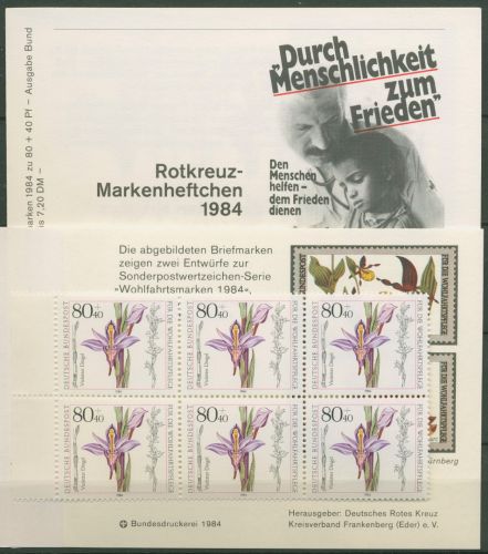 Bund Rotes Kreuz 1984 Blumen Markenheftchen MH 5 (1227) postfrisch (C99870)