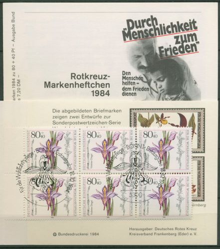 Bund Rotes Kreuz 1984 Blumen Markenheftchen MH 5 (1227) ESST Bonn (C99871)
