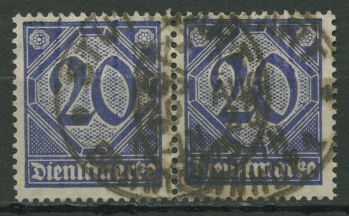 Dt. Reich Dienst 1920 ohne Ablösungsziffer D 26 waagerechtes Paar gestempelt