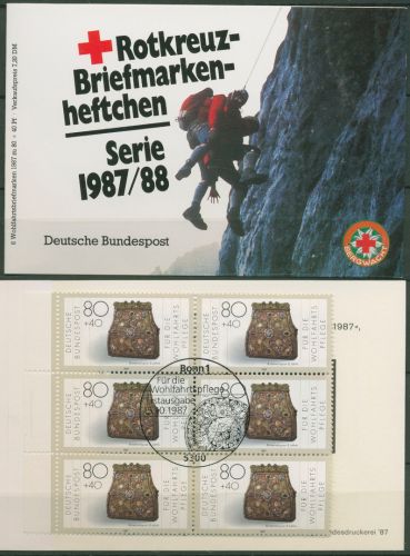 Bund Rotes Kreuz 1987 Goldkunst Markenheftchen MH 8 (1336) ESST Bonn (C99876)