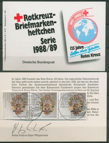 Bund Rotes Kreuz 1988 Goldkunst Markenheftchen MH 9 (1386) ESST Bonn (C99878)