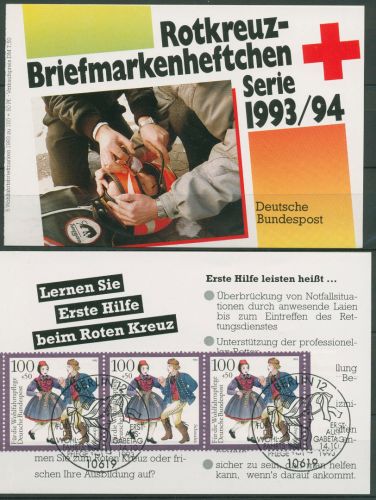 Bund Rotes Kreuz 1993 Trachten Markenheftchen MH 17 (1698) ESST Berlin (C99893)