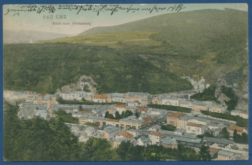 Bad Ems Blick vom Winterberg, gelaufen 1913 (AK423)