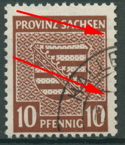 SBZ Provinz Sachsen 1945 Provinzwappen mit Plattenfehler 78 X a III gestempelt