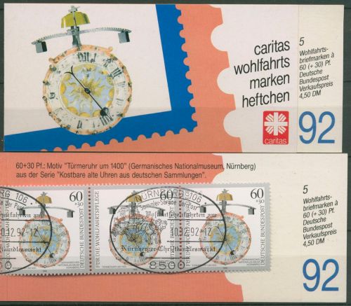 Bund Caritas 1992 Uhren Markenheftchen (1631) MH 7 gestempelt (C99977)