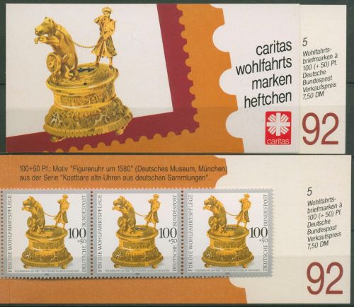 Bund Caritas 1992 Uhren Markenheftchen (1634) MH 8 postfrisch (C99978)