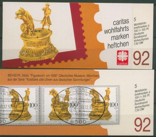 Bund Caritas 1992 Uhren Markenheftchen (1634) MH 8 gestempelt (C99979)