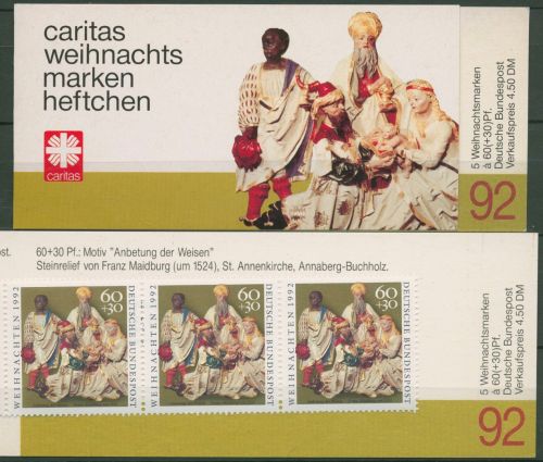 Bund Caritas 1992 Weihnachten Markenheftchen (1639) MH W 12 postfrisch (C60005)