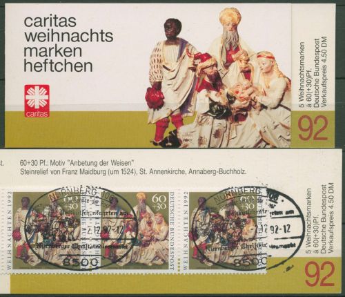 Bund Caritas 1992 Weihnachten Markenheftchen (1639) MH W 12 gestempelt (C60006)