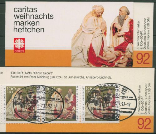 Bund Caritas 1992 Weihnachten Markenheftchen (1640) MH W 13 gestempelt (C60009)