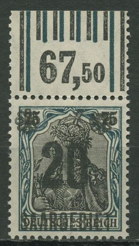 Saargebiet 1921 Germania mit Aufdruckfehler 50 W OR AF I postfrisch