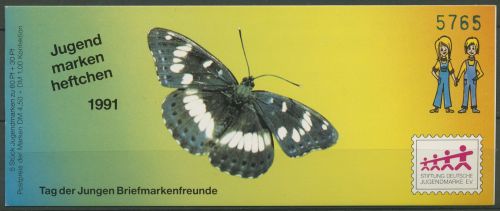 Bund Jugendmarke 1991 Schmetterling, 1514 Markenheftchen MH 7 postfrisch(C60156)