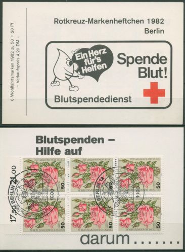 Berlin Rotes Kreuz 1982 Blumen Markenheftchen 680 MH ESST Berlin (C60191)