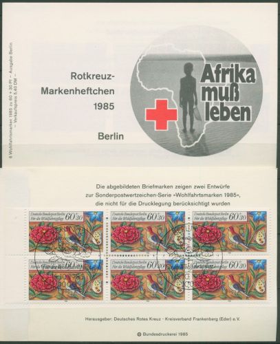 Berlin Rotes Kreuz 1985 Miniaturen Markenheftchen 745 MH ESST Berlin (C60197)
