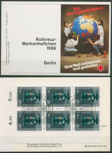 Berlin Rotes Kreuz 1986 Gläser Markenheftchen 766 MH ESST Berlin (C60199)
