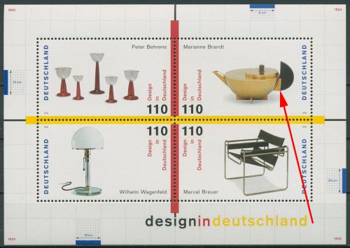 Bund 1998 Design mit Plattenfehler Block 45 f A postfrisch (C19791)